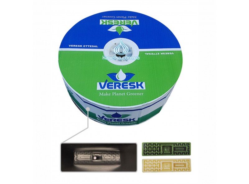 Крапельна стрічка Veresk 6mil крок 20см витрата 1,3л/год довжина 1000м Емітерна Крапельна стрічка Veresk 6mil крок 20см витрата 1,3л/год довжина 1000м Емітерна